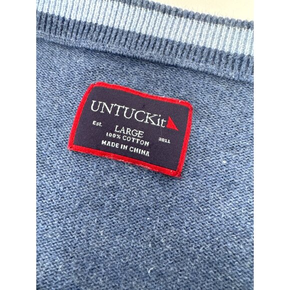 UNTUCKit V Neck Sweater Blue Size Large Long Sleeve‎ Cotton - Picture 4 of 4